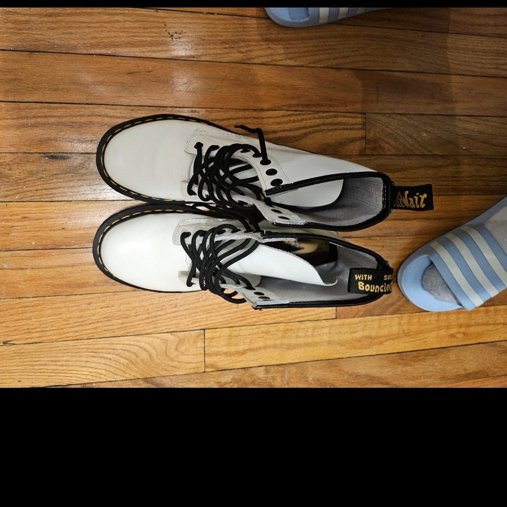 Dr. Martens White and Black Combat Boots